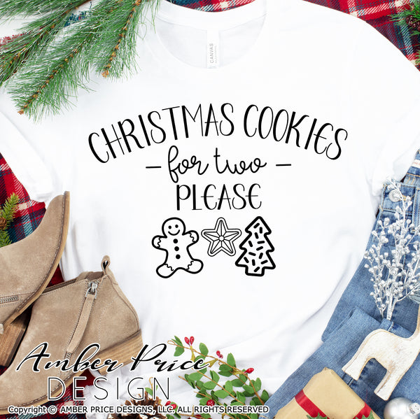 Christmas cookies for two SVG Christmas Maternity SVG for winter! Cute Christmas Pregnancy reveal SVG file for your Maternity shirt project! Announce you're expecting with our creative twin pregnancy shirt design for winter! My Pregnancy Announcement SVG is PERFECT for your pregnancy craft PNG DXF | Amber Price Design
