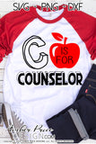 C is for Counselor SVG. Our cute Counselor shirt SVG is designed for use with cricut, and silhouette. Elementary School Guidance Counselor SVG. Custom Preschool counselor Vector. Early Childhood counselor svg file. Layered SVG DXF and PNG version also included. Cute and Unique sublimation file. From Amber Price Design