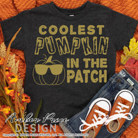 Coolest pumpkin in the patch SVG, Super cute Kid's Fall SVG Pumpkin SVG, for DIY October SVG cut file for cricut, silhouette DXF and PNG also included. EPS by request. Cute Unique sublimation file. Cricut SVG Silhouette Files for Cricut Project Ideas Simply Crafty SVG Bundles Design Bundles, Vector | Amber Price Design