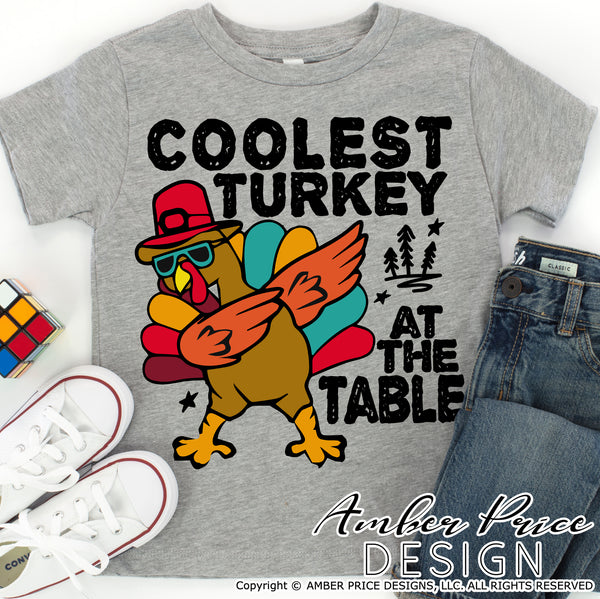 Coolest turkey at the table SVG, kid's Thanksgiving SVG. Dabbing turkey svg design cut file for cricut, silhouette, PNG. Cute fall themed DXF also included. Unique sublimation PNG file. Cricut SVG Silhouette SVG Files for Cricut Project Ideas Simply Crafty SVG Bundles Design Bundles, Vectors | amberpricedesign.com
