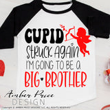 Cupid struck again SVG, Valentine's day Big Brother svg, new baby valentine's day SVG, Valentine's Day pregnancy svg, Valentine's day maternity svg, free svg, shirt svg silhouette projects vector files for home decor. Silhouette SVG Files for Cricut Project Ideas Simply Crafty SVG Bundles Vector | Amber Price Design 