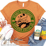 Deadly nightshade coffee co SVG, Nightmare before Christmas Halloween SVG cut file for cricut, silhouette, Jack Skellington Halloween shirt SVG. Jack Skeleton Halloween Shirt Vector for Fall and Autumn. Women's Fall Halloween shirt DXF PNG versions included. EPS by request. Sublimation PNG file. From Amber Price Design