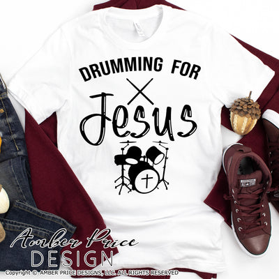 Drumming for Jesus SVG Christian Worship band SVG, PNG, DXF, shirt design vector Drummer SVG drum set trap set cut file Cricut Silhouette sublimation