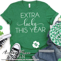 Extra lucky this year SVG, St Patrick's Day pregnancy reveal svg, Saint Patricks Day maternity svg, St Paddys day maternity svg png Spring SVG, cute Spring SVG shirt craft DIY Cricut silhouette projects vector. Free SVGs Silhouette SVG File Cricut Project Ideas Simply Crafty SVG Bundles Vector | Amber Price Design | amberpricedesign.com
