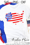 America Shape SVG, Floral America SVG, Floral USA SVG, 4th of July SVG, PNG, DXF, shirt design, Amber Price Design