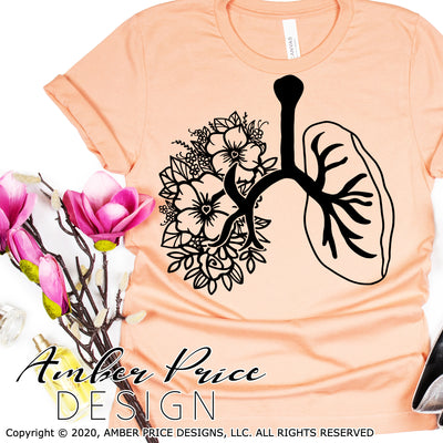 Floral lungs SVG PNG DXF