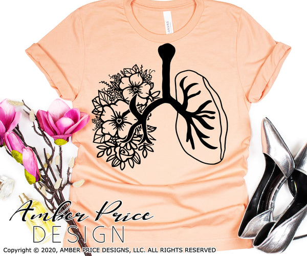 Floral lungs SVG PNG DXF