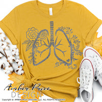 Floral Lungs SVG PNG DXF digital Lung clipart design