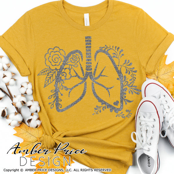 Floral Lungs SVG PNG DXF digital Lung clipart design