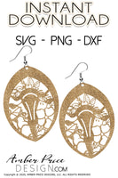 Floral Uterus SVG Uterus Earrings SVG Midwife Gift | earrings cut file for cricut, silhouette, glow forge, digital cut file for vinyl cutting machines like Cricut, and Silhouette. Includes 1 zipped folder containing each SVG file, DXF file, and PNG file. This is a High Res file, at full 300 dpi resolution | Amber Price Design