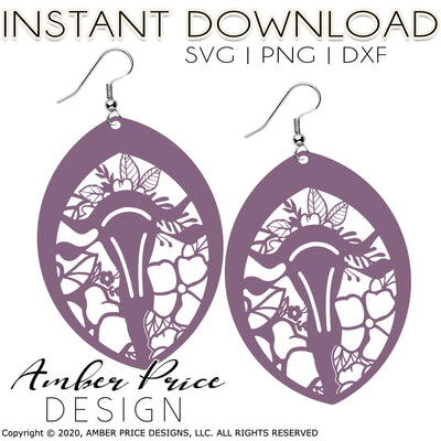 Floral Uterus SVG Uterus Earrings SVG Midwife Gift | earrings cut file for cricut, silhouette, glow forge, digital cut file for vinyl cutting machines like Cricut, and Silhouette. Includes 1 zipped folder containing each SVG file, DXF file, and PNG file. This is a High Res file, at full 300 dpi resolution | Amber Price