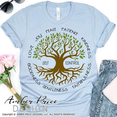 Fruit of the spirit SVG tree of life SVG Christian Bible verse scripture graphic designs DIY Cricut silhouette cut file hand lettered vectors, png, dxf