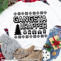Gangsta Wrapper SVG, Funny Christmas svg, Cute Christmas wrapping shirt SVG, Festive Holiday SVG ornament SVG, DIY funny ugly sweater svg, winter shirt craft, DIY silhouette projects vector files for home decor. SVG Silhouette SVG SVG Files for Cricut Project Ideas Simply Crafty SVG Bundles Vector | Amber Price Design 