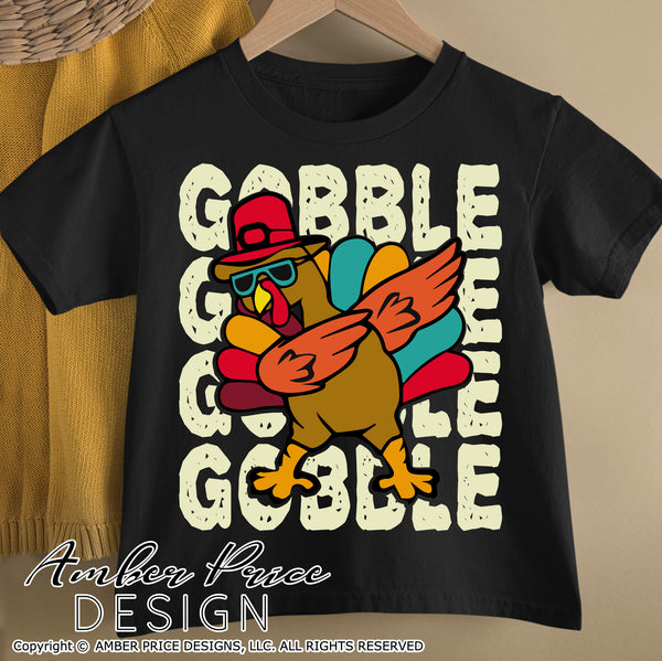 Gobble Gobble Gobble SVG, kid's Thanksgiving SVG. Boy's Dabbing turkey svg design cut file for cricut, silhouette, PNG. Cute fall themed DXF also included. Unique sublimation PNG file. Cricut SVG Silhouette SVG Files for Cricut Project Ideas Simply Crafty SVG Bundles Design Bundles, Vectors | amberpricedesign.com