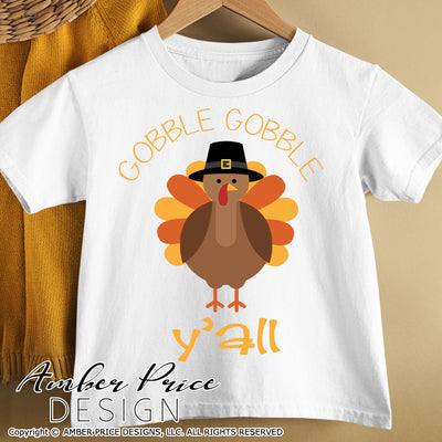 Gobble Gobble y'all SVG Turkey SVG, kid's boy's Thanksgiving SVG. DIY Turkey day shirt svg design cut file for cricut, silhouette. Cute fall themed DXF included. Unique sublimation PNG file. Cricut SVG Silhouette SVG Files for Cricut Project Ideas Simply Crafty SVG Bundles Design Bundles, Vectors | amberpricedesign.com