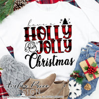 Have a Holly Jolly Christmas SVG, Cute Christmas svg, Buffalo check santa SVG, Buffalo Plaid Christmas home decor SVG designs DIY winter shirt craft, DIY silhouette projects vector files for home decor. SVG Silhouette SVG SVG Files for Cricut Project Ideas Simply Crafty SVG Bundles Vector | Amber Price Design 