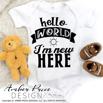 Hello world I'm new here SVG Gender neutral Baby shower SVG PNG DXF Boy Girl, cut file, cricut, silhouette, cut file, baby boy svg, baby girl svg, baby shower svg, gender neutral svg, boho svg, minimalist svg