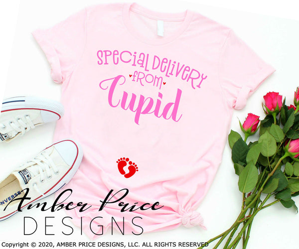 Valentine's Day Pregnancy reveal SVG Special Delivery from cupid Cricut silhouette cameo cut file cute pregnant svgs DIY announce pregnancy