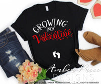 Growing my valentine shirt SVG Valentine's Day Pregnancy announcement Cricut silhouette cameo mama to be I'm pregnant announce reveal hearts