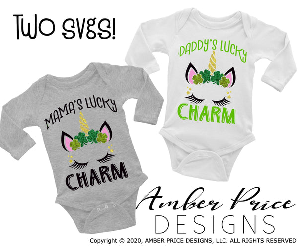 Mommy's Lucky Charm Daddy's Lucky Charm SVG PNG DXF St Patrick's day design
