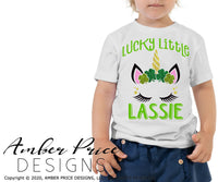 Lucky Little Lassie SVG PNG DXF Saint Patrick's Day Unicorn design
