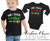 Will trade brother for eggs svg, Kid's Easter svg, funny spring SVG, Girl's Easter png, Spring SVG, Boys Easter png, Spring SVG toddler shirt craft Cricut silhouette projects vector files for home decor. Free SVGs for Silhouette SVG Files for Cricut Project Ideas Simply Crafty SVG Bundles Vector | Amber Price Design | amberpricedesign.com