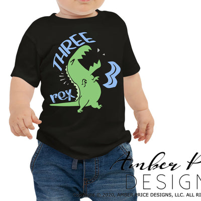 Three Rex SVG Third birthday shirt design cut file cute little boy birthday dinosaur shirt svg cricut silhouette cameo t-rex birthday guy
