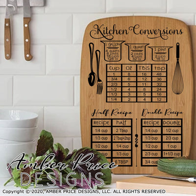 Kitchen Conversions Chart SVG PNG DXF recipe conversion