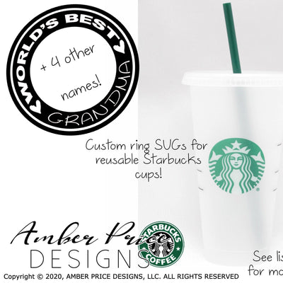 World's best grandma starbucks ring SVG PNG DXF