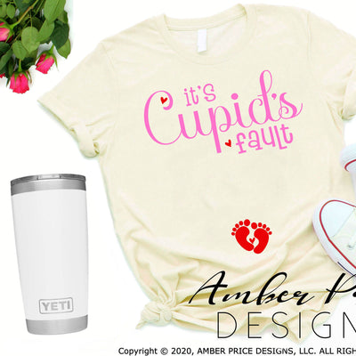 Valentine's Day Pregnancy announcement SVG It's cupids fault Cricut silhouette cameo cut file cute pregnant DIY announce pregnancy reveal