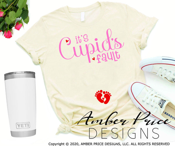 Valentine's Day Pregnancy announcement SVG It's cupids fault Cricut silhouette cameo cut file cute pregnant DIY announce pregnancy reveal