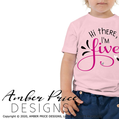 Girl's 5th birthday SVG 2020 Fifth birthday I'm 5 five shirt design cut file for cricut silhouette cameo crafters 5 year old bday commercial