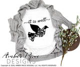 It is well with my soul SVG floral dove svg, png, dxf, clipart, pretty Christian svg, scripture svg, it is well with my soul svg, bible verse svg, bereavement svg, Cricut design cut file, silhouette svg, hand lettered svg