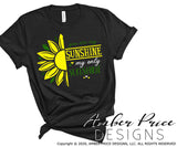 You are my sunshine SVG my only sunshine sunflower graphic pngs t-shirt baby onesie design cut file cute baby kid clothes commercial use