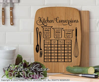 Kitchen Conversions Chart SVG PNG DXF recipe conversion