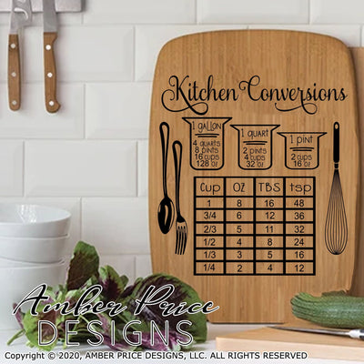 Kitchen Conversions Chart SVG PNG DXF recipe conversion