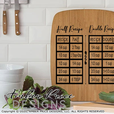 Half recipe double recipe SVG PNG DXF