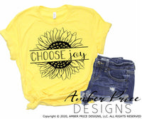 Choose Joy SVG, PNG, DXF, Split Sunflower SVG, Christian SVG, Sunflower clipart, cut file, inspirational quote, shirt mug design, Cricut svg, silhouette cameo cut file, cute uplifting svg, girly svgs, DIY files, sunflower shirt svg