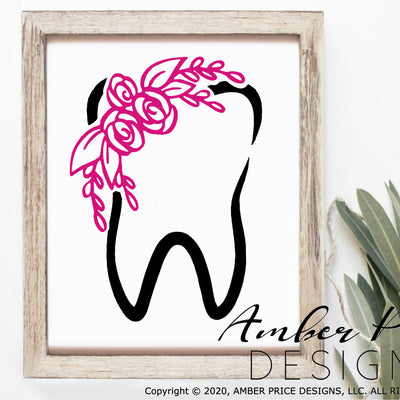 Floral tooth SVG PNG DXF