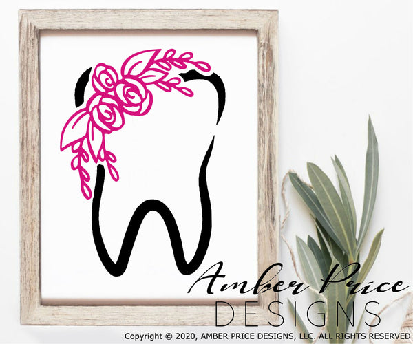 Floral tooth SVG PNG DXF