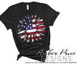 American flag sunflower SVG, Patriotic Sunflower SVG, 4th of July shirt design, cut file for cricut, PNG, DXF, Amber Price Design