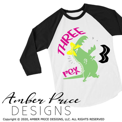 Third birthday svg birthday girl svg Three Rex SVG png design cut file cute little girl dinosaur birthday girl cricut silhouette t-rex shirt