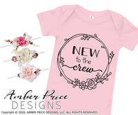 Check out our unique new to the crew SVG for your new baby girl onesie! Our SVG are great for making your own baby shower gifts! New to the crew SVG, Baby on the way SVGs and more! Cute sublimation file. Cricut SVG Silhouette SVG Files. Cricut Project Ideas Simply Crafty SVG Design Bundles, Vectors | Amber Price Design