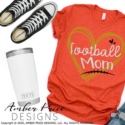 Football Mom Heart SVG PNG DXF