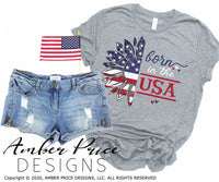 Born in the USA American Flag Sunflower PNG, 4th of July sunflower sublimation file, distressed american flag sunflower png, born in the usa, screen print file, download, amber price design