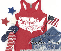 Land of the free because of the brave svg, png, dxf, 4th of july svg, america svg, america shape svg, america shape clipart, png, dxf, for cricut, amber price design