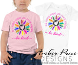 In a world where you can be anything be Kind SVG kindness rainbow nursery decor design Cricut silhouette cameo cut file, SVG, PNG, DXF, Kindness SVG