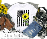 Distressed american flag with sunflower SVG, 4th of July SVG, PNG, DXF, Amber Price Design