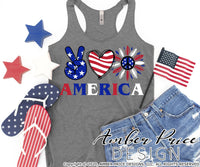 Peace Love America SVG, Patriotic sunflower svg, 4th of july svg, png, dxf, america svg, usa svg