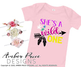 She's a wild one SVG Girl's first birthday SVG 1st birthday shirt design cut file for cricut silhouette cameo DIY birthday pictures onesie